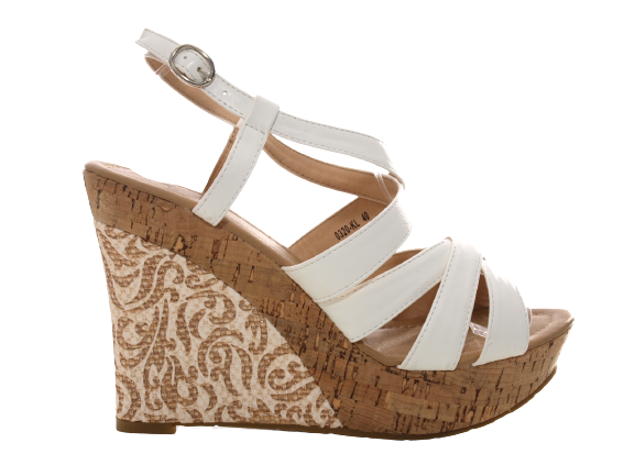Damen Keilabsatz Wedges Plateau Sandalen Sandaletten Keilabsatz Römer White # 0320