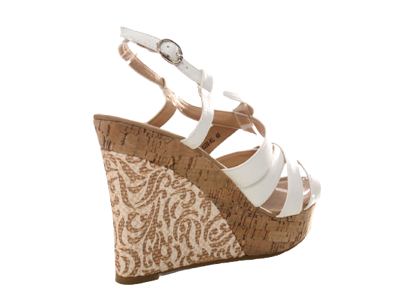 Damen Keilabsatz Wedges Plateau Sandalen Sandaletten Keilabsatz Römer White # 0320