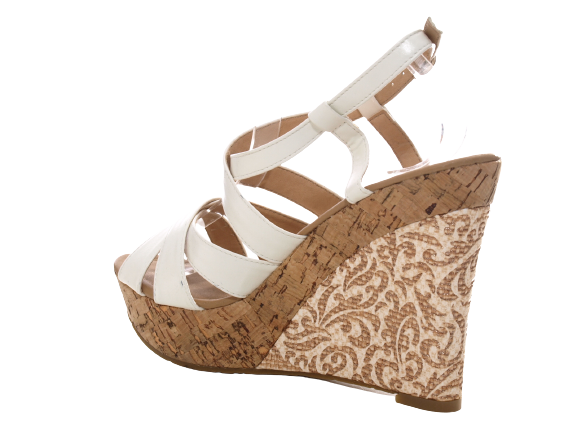 Damen Keilabsatz Wedges Plateau Sandalen Sandaletten Keilabsatz Römer White # 0320