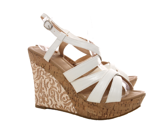 Damen Keilabsatz Wedges Plateau Sandalen Sandaletten Keilabsatz Römer White # 0320