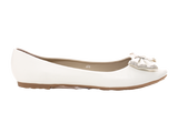 Damen Slipper Halbschuhe Ballerina Loafer Mokassins Slip On Flats Freizeit White # 38