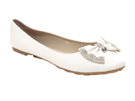 Ballerines mocassins à enfiler pour femmes, chaussures basses, décontractées, blanc # 38