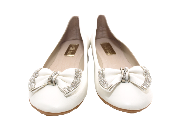 Ballerines mocassins à enfiler pour femmes, chaussures basses, décontractées, blanc # 38