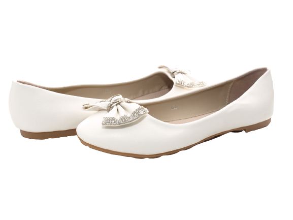 Ballerines mocassins à enfiler pour femmes, chaussures basses, décontractées, blanc # 38