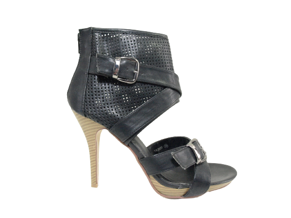 Women's High Heel Evening Pumps Strappy Black # 3559