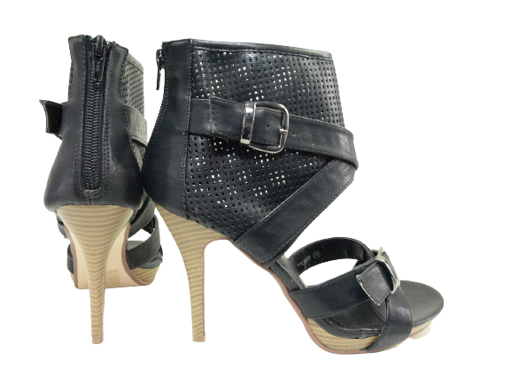 Damen High Heels Abendschuhe Pumps Riemen Black # 3559