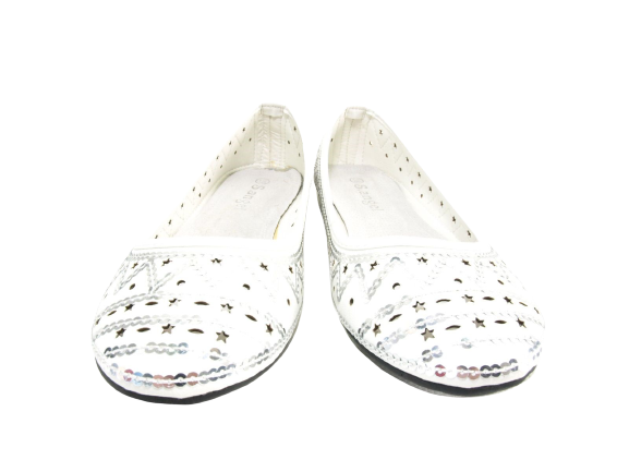 Mocassins ballerines chaussures basses à enfiler pour femme, style décontracté, blanc # 688-21