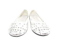 Damen Slipper Halbschuhe Ballerina Loafer Mokassins Slip On Flats Freizeit White # 688-21