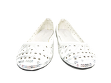 Damen Slipper Halbschuhe Ballerina Loafer Mokassins Slip On Flats Freizeit White # 688-21