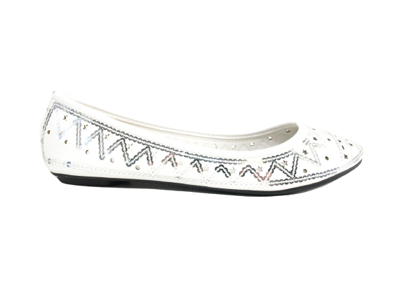 Mocassins ballerines chaussures basses à enfiler pour femme, style décontracté, blanc # 688-21