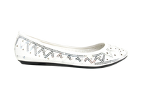 Damen Slipper Halbschuhe Ballerina Loafer Mokassins Slip On Flats Freizeit White # 688-21