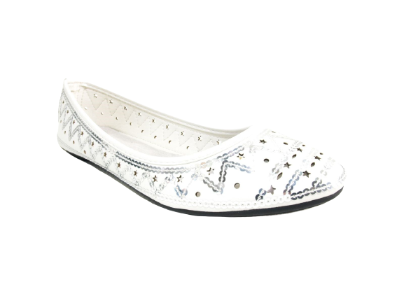 Mocassins ballerines chaussures basses à enfiler pour femme, style décontracté, blanc # 688-21