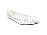 Damen Slipper Halbschuhe Ballerina Loafer Mokassins Slip On Flats Freizeit White # 688-21