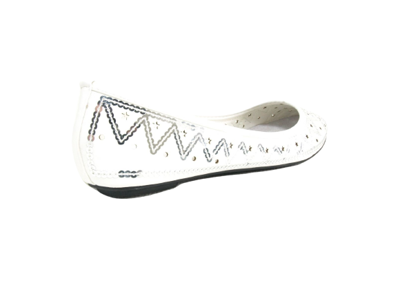 Mocassins ballerines chaussures basses à enfiler pour femme, style décontracté, blanc # 688-21