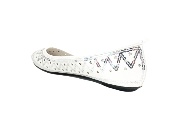 Mocassins ballerines chaussures basses à enfiler pour femme, style décontracté, blanc # 688-21