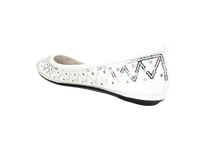 Damen Slipper Halbschuhe Ballerina Loafer Mokassins Slip On Flats Freizeit White # 688-21