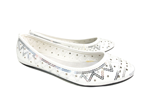 Mocassins ballerines chaussures basses à enfiler pour femme, style décontracté, blanc # 688-21