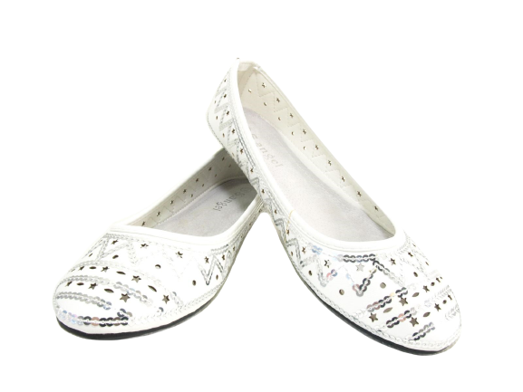 Mocassins ballerines chaussures basses à enfiler pour femme, style décontracté, blanc # 688-21