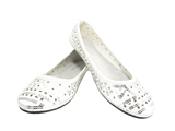 Damen Slipper Halbschuhe Ballerina Loafer Mokassins Slip On Flats Freizeit White # 688-21