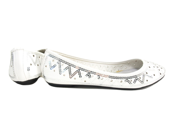 Mocassins ballerines chaussures basses à enfiler pour femme, style décontracté, blanc # 688-21