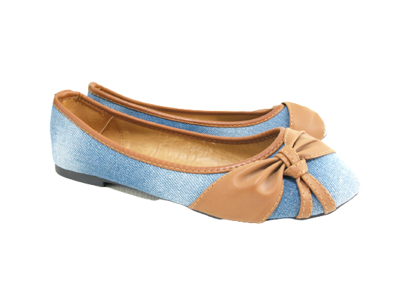 Damen Slipper Halbschuhe Ballerina Loafer Mokassins Slip On Flats Freizeit Lt. Blue # 5598