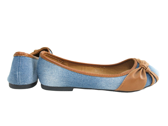 Damen Slipper Halbschuhe Ballerina Loafer Mokassins Slip On Flats Freizeit Lt. Blue # 5598