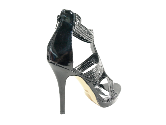Women's High Heels Evening Shoes Rhinestone Pumps Strappy Black # 9049-39