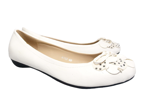 Ballerines mocassins sans lacets pour femmes, chaussures plates décontractées, blanc # 102