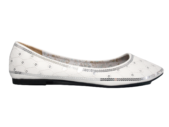 Damen Slipper Halbschuhe Ballerina Loafer Mokassins Slip On Flats Freizeit White # 688-22