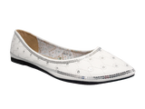 Damen Slipper Halbschuhe Ballerina Loafer Mokassins Slip On Flats Freizeit White # 688-22