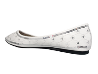 Damen Slipper Halbschuhe Ballerina Loafer Mokassins Slip On Flats Freizeit White # 688-22