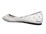 Damen Slipper Halbschuhe Ballerina Loafer Mokassins Slip On Flats Freizeit White # 688-22