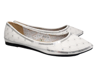 Damen Slipper Halbschuhe Ballerina Loafer Mokassins Slip On Flats Freizeit White # 688-22