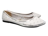 Damen Slipper Halbschuhe Ballerina Loafer Mokassins Slip On Flats Freizeit White # 688-22