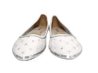 Damen Slipper Halbschuhe Ballerina Loafer Mokassins Slip On Flats Freizeit White # 688-22