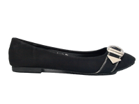 Damen Slipper Halbschuhe Ballerina Loafer Mokassins Slip On Flats Freizeit Black # 013