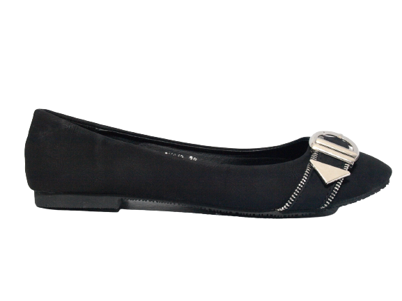 Damen Slipper Halbschuhe Ballerina Loafer Mokassins Slip On Flats Freizeit Black # 013