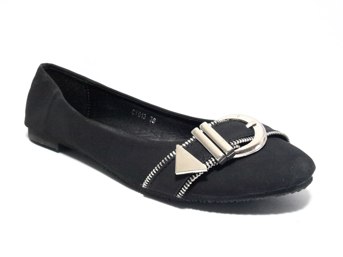Ballerines mocassins sans lacets pour femmes, chaussures plates décontractées, noir # 013