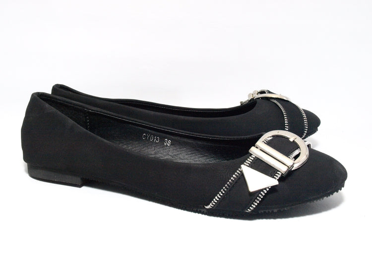 Ballerines mocassins sans lacets pour femmes, chaussures plates décontractées, noir # 013