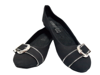 Damen Slipper Halbschuhe Ballerina Loafer Mokassins Slip On Flats Freizeit Black # 013