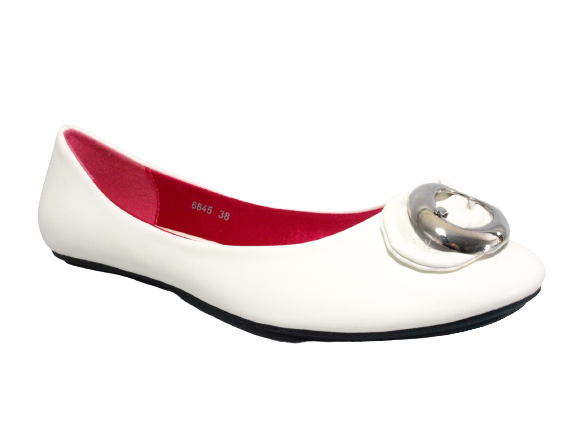 Ballerines mocassins à enfiler pour femmes, chaussures basses, style décontracté, blanc # 6845