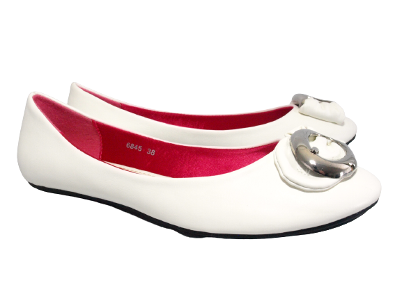 Ballerines mocassins à enfiler pour femmes, chaussures basses, style décontracté, blanc # 6845