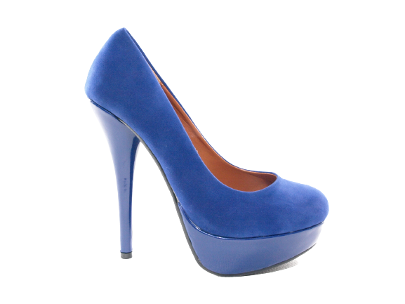 Women's High Heel Platform Pumps Evening Shoes Stilettos Blue Velour Look # 7682