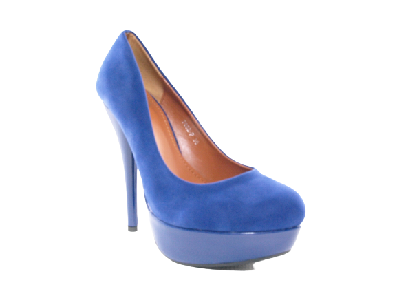 Escarpins à talons hauts et plateforme pour femme, chaussures de soirée, stilettos, aspect velours bleu # 7682