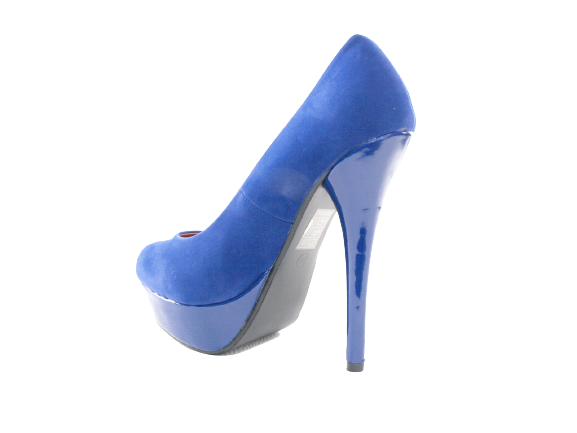Escarpins à talons hauts et plateforme pour femme, chaussures de soirée, stilettos, aspect velours bleu # 7682