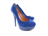 Damen High Heel Plateau Pumps Abendschuhe Stilettos Blue Velour Optik # 7682