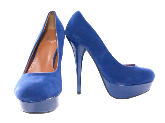 Escarpins à talons hauts et plateforme pour femme, chaussures de soirée, stilettos, aspect velours bleu # 7682