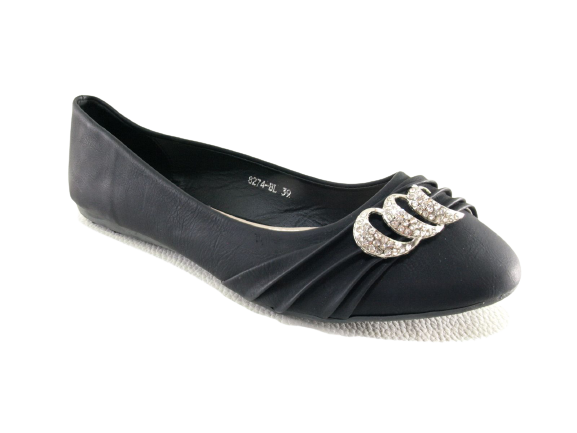 Ballerines mocassins à enfiler pour femmes, chaussures plates décontractées, noir # 8274