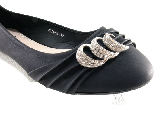 Ballerines mocassins à enfiler pour femmes, chaussures plates décontractées, noir # 8274