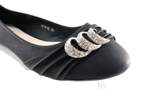 Damen Slipper Halbschuhe Ballerina Loafer Mokassins Slip On Flats Freizeit Black # 8274
